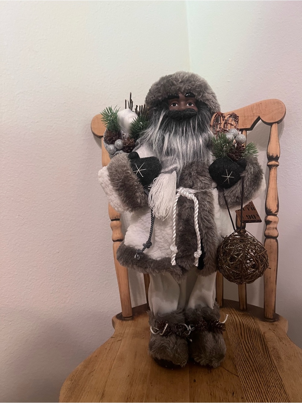 North Pole South Black Santa Woodland Christmas Decor 18”